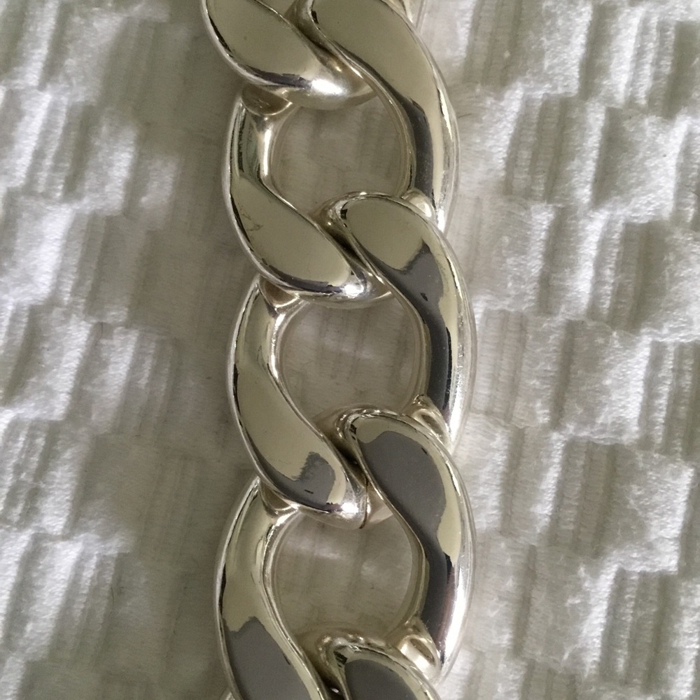 Polished Silver Tone Link Neclace - Picture 5 of 8